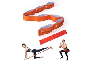 MEGAVOW Bande Elastique Musculation, Ceinture de Yoga, Sangles de Fitness Sport de Résistance Entraînement avec 8 Boucles, Yoga Accessoires pour Pilates Danse Gymnastique