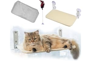 DOEDOEFONG Amaca per Gatti, Amaca Gatto Finestra Piccola Con 4 85mm Ventose Amaca Gatti Di Grossa Taglia Fino Amaca per Gatto Da Finestra Da Interno Stabile Facile Montare Portata Fino 30kg Design Salvaspazio