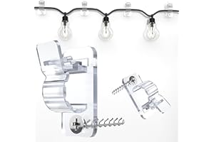 AFFAVON 60Pack Clear Outdoor String Light Clips Screw-in Hooks,Garden Hooks for Light,Weatherproof Cable Hangers and Clips for Hanging Fairy Lights for Christmas, Festival,Patio, and Fence Decorations