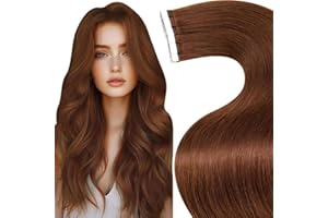 LaaVoo Extension Adhesive Cheveux Naturel Brun Rougeâtre Extension Cheveux Naturel Adhesive Marron Rougeâtre 60cm 50g/20pcs Extension Cheveux Naturel Adhesive Human Remy #33