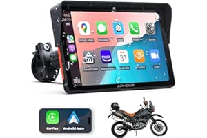 APHQUA 722 CarPlay Moto con Soporte en Forma de U, CarPlay y Android Auto Inalámbricos, Pantalla Táctil Impermeable de 7", Bluetooth, Navegación GPS, Siri y Asistente de G00gle