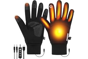 Acemall USB Electric Heated Gloves Women, Winter Hand Warmers Gloves Anti-slip Touchscreen Heating Mittens with 3 Levels Heat, Thermal Liner, Elastic Cuff, for Running Walking Riding Driving Cycling