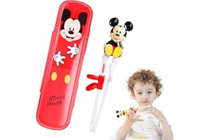 SYKEROUT Palillos de dibujos animados para niños, palillos de Mickey Mouse, para principiantes, para niños, principiantes, antidesplazamiento, diseño de hebilla, incluye caja portátil