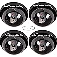 BSITFOW Dummy CCTV Dome Camera with Blinking Red LED Light for Home or Office Security - Set of 4 (Black)[Dummy]