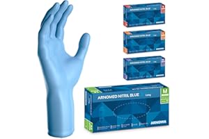 ARNOMED Einweghandschuhe Blau Extra Lang, 30cm Lange Einmalhandschuhe in M, Nitrilhandschuhe Einweg Extra Dick, 100 Stk/Box, Gummihandschuhe Lang Einweg, Nitrilhandschuhe Langer Schaft in S, M, L & XL