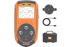 TopTes Guard-863Pro Détecteur De Gaz, Moniteur 4 Gaz pour H2S, CO, LEL Et O2, avec Écran Couleur TFT, Capteur O₂Amélioré (5 Ans), Exportation de Données USB,18h Autonomie, Fiable pour Travail & Maison