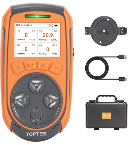 TopTes Guard-101 Détecteur De Gaz, Moniteur 4 Gaz pour H2S, CO, LEL Et