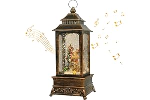 Gerbala Weihnachts Schneekugel Laterne, Schneekugel Weihnachten mit Musik, Weihnachts Schneelaterne, Leuchtend, USB/Batteriebetrieb, Laterne Weihnachten für Weihnachtsdeko und Geschenk-02