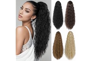 Luxiremi Ponytails Extension Longue Naturel Bouclée Cordon Ondulée Postiche Queue de Cheval Extension Rajout Cheveux pour Femmes 65 cm Brun Moyen Ponytail Cheveux