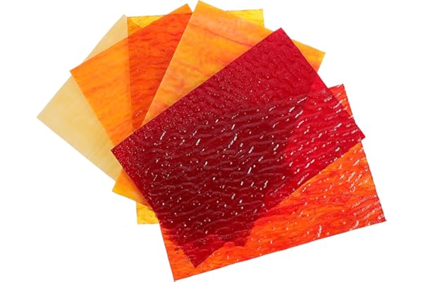 Artibetter 6 Pièces Variété Teinté Feuilles Ondulation de L'Eau Motif Mosaïque en Verre D'Art pour Le Vitrail Projets Mosaïque Art