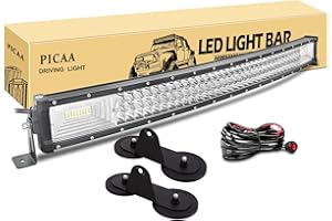 PICAA Led Barre Lumineuse 7D Triple Rangée Incurvé 42 pouces 104cm 540W Rampe a led barre de led avec de Support d'installation magnétique, hors route Voiture Véhicules 4x4 SUV ATV Camion 12V