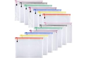 TUPARKA 14 piezas bolsa de archivo de cremallera Carpetas de documentos de malla A5 para cosméticos Suministros de oficina Accesorios