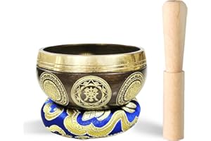 REGIS Tibetan Singing Bowl Set ， Mindfulness, and Stress Relief zen decor，Bowl Handcrafted in Nepal for Healing and Mindfulness (Brown, 3 inch)