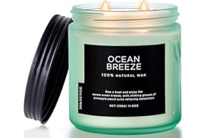 M&SENSE Świeca zapachowa Morska Bryza, duża świeca zapachowa o czasie palenia 70 godzin, naturalne świece sojowe o zapachu ananasa i mango do domu, prezenty świecowe dla kobiet/mężczyzn