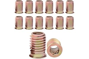 WODEMEILON Dado a vite M8 x 20 mm, tubo per rampa M8, inserto filettato in legno, 25 pezzi, manicotto filettato, dado a vite, manicotti esagonali zincati, per mobili in legno, ecc