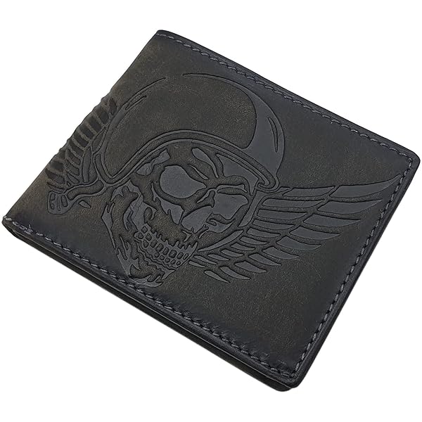 MDM Portafoglio da uomo in pelle con catena, formato verticale con catena di sicurezza, da motociclista, marrone, 10.0 X 12.5 X 2.5 Centimeters, Biker