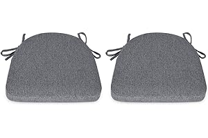 TANYOO 2er Set Sitzkissen Stuhl Waschbares Stuhlkissen mit Bindeband 43 * 41cm Rutschfestes Sitzpolster halbrund geeignet für Gartenstuhl, Esszimmerstuhl oder Bürostuhl (Anthrazit)