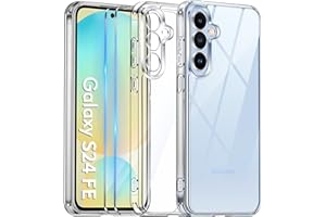 COPIKE Funda Antigolpes para Samsung Galaxy S24 FE 5G con 2 Protectores de Pantalla, Carcasa Protección Cámara Delgada Anti-Amarillo Antiarañazos PC Duro Respaldo, Transparente