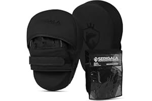 Serigala Boxpratzen Set mit idealer Polsterung und Stabilität - Pratzen Boxen für Kampfsport - 2 Handpratzen für Boxen, Kickboxen, Muay Thai - Inklusive Tasche schwarz/schwarz