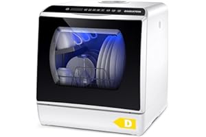 Karlxtom Lavavajillas de encimera, Mini Lavavajillas Portatil, Pantalla LED, 6 Programas, Dos modos de suministro de agua, Cuidado de Bebés y lavado de Fruta, 45 CM