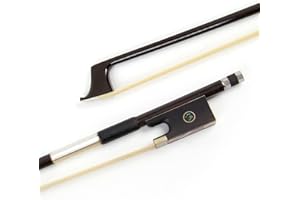Kmise Violin Bow 4/4 Brown Carbon Fiber Bows for Fiddle Round Stick with Mongolian Horse Hair Ebony Frog Silver Wire Winding for Beginner Practice