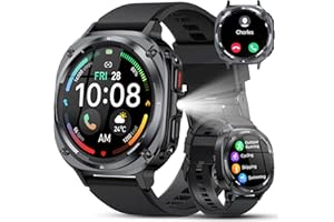 TIMU Smartwatch Herren, 1.45" AMOLED Smart Watch Herren mit Anrufe tätigen/Empfangen, 115+Sportmodi Fitnessuhr mit Herzfrequenz/Schrittzähler/Schlafmonitor, IP68 Wasserdicht Sportuhr für Android iOS