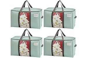 VENO 4 Pack Heavy Duty Moving Bags for Clothes,Extra Large Moving House Essentials,Underbed Storage Packing Boxes for Duvet,Waterproof Laundry Bags Organiser (Light Green,4 Pack)