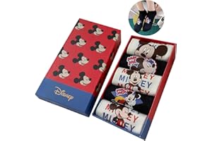 SYKEROUT 5 pares de calcetines de dibujos animados, calcetines de Mickey Mouse, calcetines para mujer con personajes populares, calcetines suaves y transpirables para mujer, calcetines lindos y divertidos para