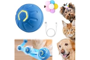 Doukesh Bola Interactiva Recargable Para Perros Con Luces LED: Bola Rotatoria Automática Moviéndose, Azul
