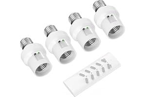 UCOMEN Lot de 4 douilles de lampe avec Télécommande, Douille E27, Pilotage indépendamment ou simultané, Portée de 30 m, Douilles sans fil pour Ampoule LED et Ampoules à Incandescence, Blanc