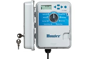 HUNTER INDUSTRIES Hunter XC600 X-Core 6 Station Outdoor Sprinkler Controller, Easy Install Irrigation Timer for Lawn and Garden, Weatherproof, 3 Programs, 4 Start Times