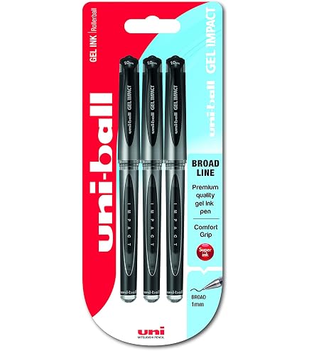 Uni-ball Gel Impact Broad UM-153S Tintenroller – 1,0 Mm Spitze, Schwarze Tinte, 4er Set In Geschenkbox