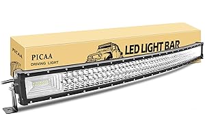 PICAA LED Light Bar 7D Tri-Row 42in 540W Spot Flood Combo Beam Curved LED Work Lights Bar Lamp Light for Car Truck Offroad Driving Lamp SUV UTE 4WD 12V 24V Waterproof Driving Work Lamp 6000K