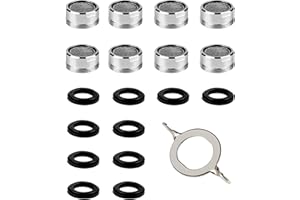 Acual 8 Piezas Aireador Grifo Cocina M24, Filtro Grifo Malla 304, Cuerpo Latón Cromado, Incluye 10 Juntas y 1 Llave, Ahorro de Agua y Anti-salpicaduras, Ahorro de Agua para Fregadero y Lavabo