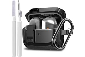 OTOPO Compatible SAMSUNG Galaxy Bud 3 / Buds 3 Pro Case Cover 2024 with Secure Lock Clip, Rugged Shockproof Galaxy Buds 3/3 Pro Protective Hard Cover Shell with Carabiner& Cleaner kit for Men Women Black