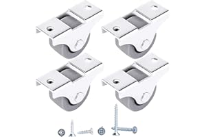 SKIR'CO (4 szt.) małe kółka meblowe 25 mm, gumowe kółka, niewychylne, stałe kółka, jednokierunkowe, śruby w zestawie (4)