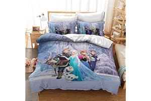 Goplnma - Ropa de Cama Elsa Frozen Infantil para niñas, impresión Digital 3D, con Funda de Almohada con Cremallera, Microfibra, Multicolor (135 x 200 cm, 5)