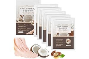 CURELUXE 5 Pairs Shea Butter & Coconut Foot Peel Mask - Foot Peel Mask for Hard Skin - Deep Moisturising Socks - Repair Cracked Heels & Remove Dead Skin - Relaxes Foot Care Foot Masks Socks
