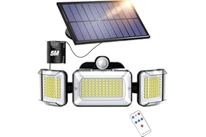 OOTDAY Luce Solare LED Esterno, 308 LED Faretti Solari a Led da Esterno, 3 Modalità Lampada da Esterno con Sensore di Movimento illuminazione 270° IP65 Impermeabile per Giardino [A+++]