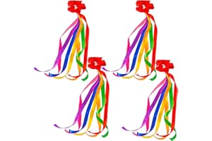 OUCONGK 4 Piezas Cintas De Ballet, Rainbow Ribbon, Bandas De Danza Multicolor, Banda De Gimnasia con Varilla, para Niños Baile Artístico Gimnasia Entrenamiento Actividad De Rendimiento