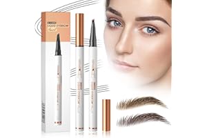 MEIRUIER Matita Per Sopracciglia Waterproof,Matita Microblading Sopracciglia,Testa Della Penna a Quattro Punte Matita Sopracciglia Crea Sopracciglia Dall'aspetto Naturale Senza Sforzo (Marrone Scuro#1)