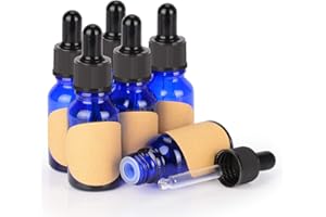 Stonylab 15 ml (0,5 oz) 6-Pack Flacon Compte-gouttes en Verre Marron, Vide avec Compte-gouttes Conique, Bouchon Interne et Étiquette pour Huiles Essentielles et Fragrances