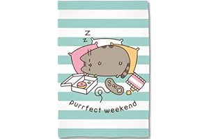 BERONAGE Duży koc weekendowy Pusheen Purrfect w kolorze białym, turkusowym, 160 cm x 200 cm, super miękki koc flanelowy, koc na sofę, koc polarowy koralowy, słodki kot, pasuje do pościeli