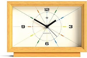 NEWGATE Hollywood Hills Mantel Clock, Light Oak Case with No-Tick Silent Sweep Movement… (Light Oak & Cream)