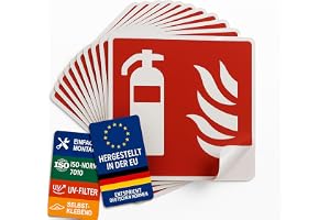 notlok Safety Work - 10 x brandsläckningsplatta [ 10 x 10 cm] | dekaltavla – enkel montering