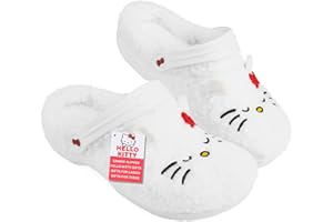 Hello Kitty Sanrio - Zuecos para niñas, adolescentes y mujeres, talla 2-7, antideslizantes, de forro polar, zapatos de jardín, regalos de invierno para ella