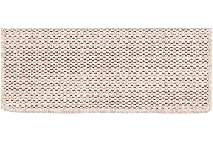casa pura Tappeto passatoia effetto sisal - Kalkutta - tessuto piatto con struttura Tiger Eye, eccellente con sigillo GUT, tappetini per gradini - 15 pezzi (rettangolare, Beige, 65 x 23,5 cm)