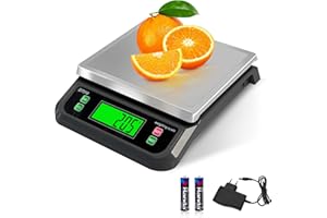 YBVXYV Grande Báscula de Cocina digital, 40kg/88lbs bascula cocina profesional con Pantalla LCD Acero Inoxidable Balanza Alimentos con Función Tara y PCS 6 Unidades bascula cocina Para peso repostería