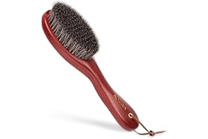 VASSON Clothes Brush, Pure Horse Bristle Garment Brush Removes Lint, Pet Hair, and debris from Jackets, Hats, Hoods, Couch - Solid Beech Wood Handle