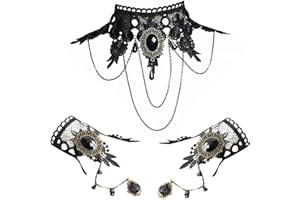 TSHAOUN 3 bracciali gotici choker, in pizzo nero, per Halloween, Pasqua